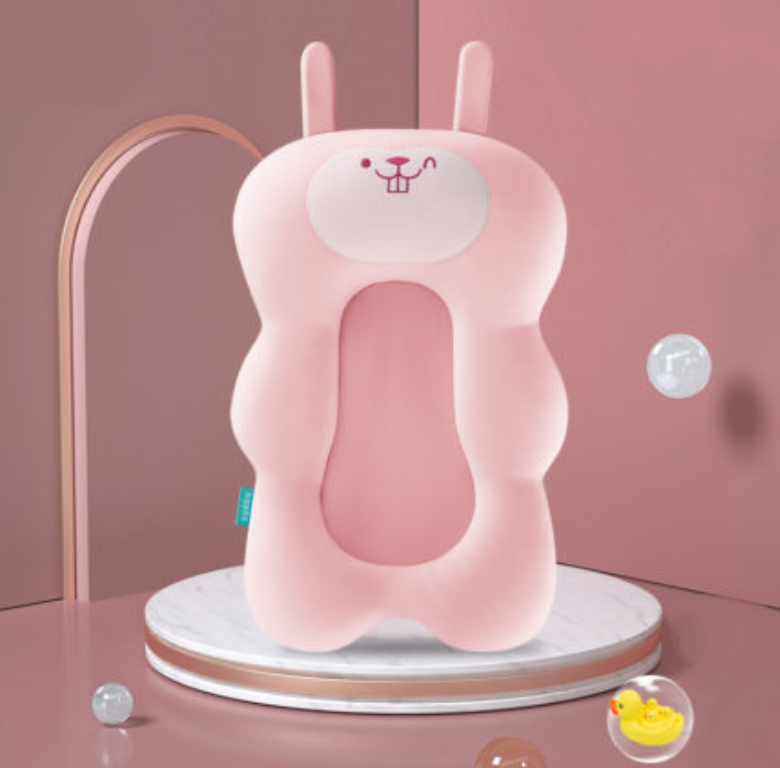 Матрасик коврик для купания ребенка в ванночку с креплениями Belove, Pink Rabbit +