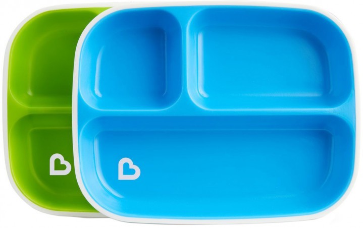 Набор тарелок Munchkin Splash Divided Plates 2 шт Зеленая и голубая 