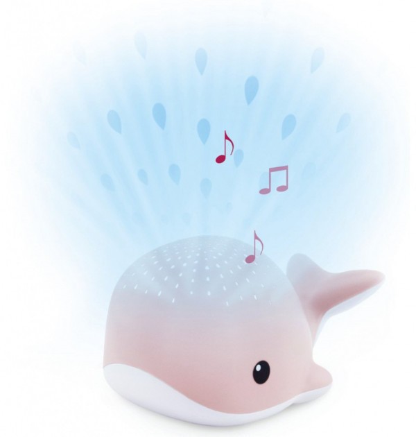 WALLY Кит Ночник-проектор со звуками океана и колыбельными (розовый)