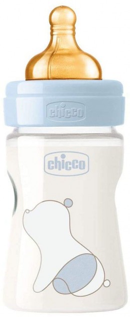 Бутылочка для кормления пластиковая Chicco Original Touch с латексной соской 0м+ 150 мл Голубая (27610.20)