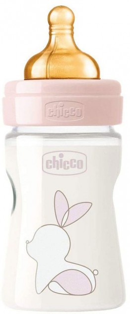 Бутылочка для кормления пластиковая Chicco Original Touch с латексной соской 0м+ 150 мл Розовая (27610.10)