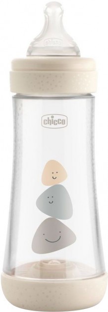 Бутылочка для кормления пластиковая Chicco Perfect 5 с силиконовой соской 4м+ 300 мл Бежевая (20235.30.40)