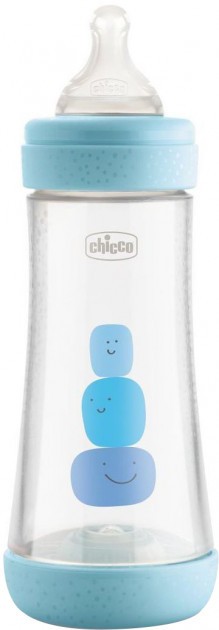 Бутылочка для кормления пластиковая Chicco Perfect 5 с силиконовой соской 4м+ 300 мл Голубая (20235.20.40)