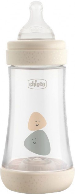 Бутылочка для кормления пластиковая Chicco Perfect 5 с силиконовой соской 2м+ 240 мл Бежевая (20223.30.40)
