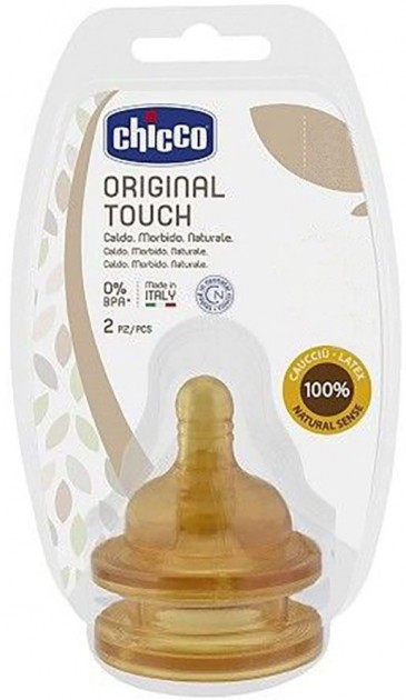 Латексная соска Chicco Original Touch медленный поток 0м+ 2 шт (27810.00)