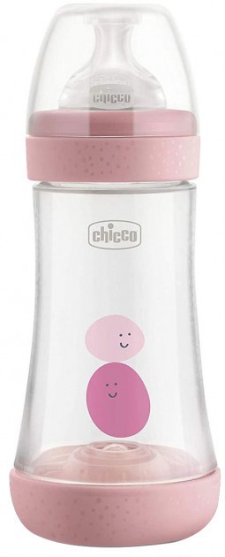 Бутылочка для кормления пластиковая Chicco Perfect 5 с силиконовой соской 2м+ 240 мл Розовая (20223.10.40)