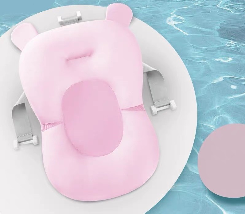 Матрасик коврик для купания ребенка в ванночку с креплениями Belove, Plain Pink