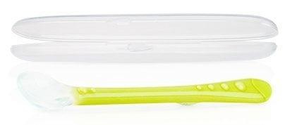 Силиконовая ложка Nuby с длинной ручкой в контейнере Зеленая (5556grn)