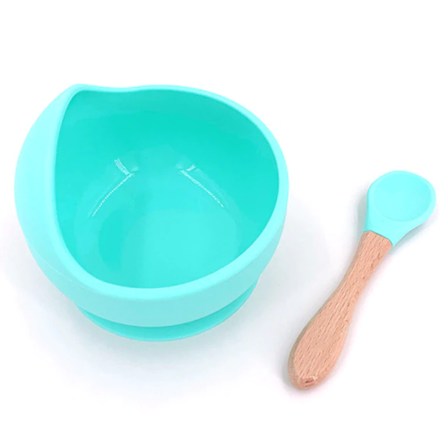 Набор силиконовой детской посуды (ложка + мисочка) Mint , Belove