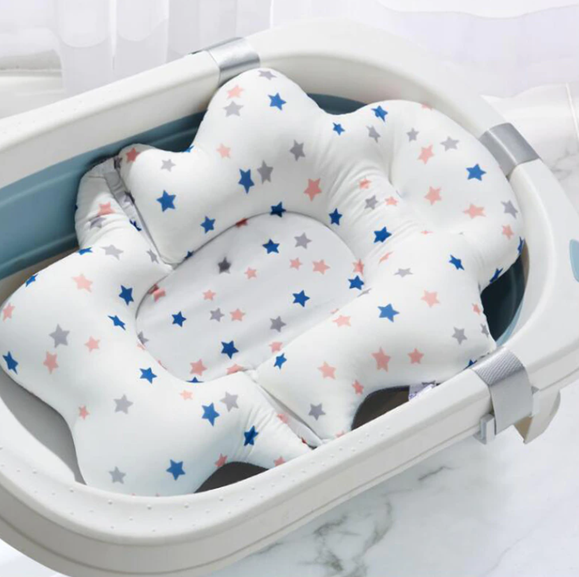 Матрасик-подушка для купания ребенка в ванночку с креплениями Belove, White Stars +