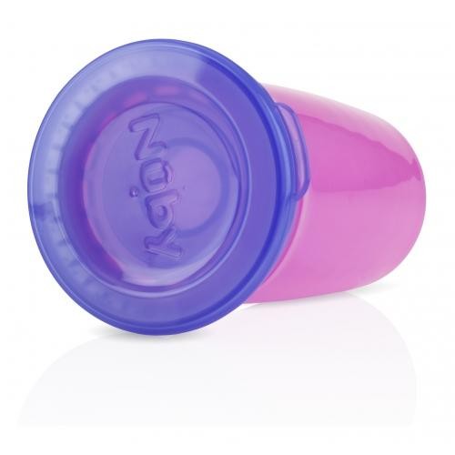 Чашка-непроливайка 360° с крышкой, 300 мл., Nuby (розовый/фиолетовый)