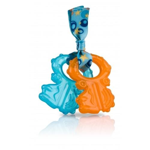Прорезыватель Ключики с водой, Nuby (голубой/оранжевый)
