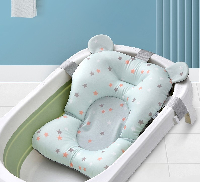 Матрасик коврик для купания ребенка в ванночку с креплениями Belove, Grey Stars +