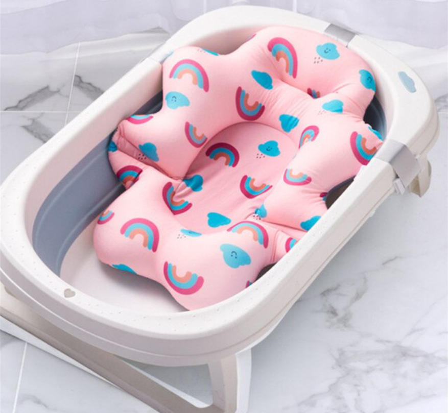 Матрасик-подушка для купания ребенка в ванночку с креплениями Belove, Pink Cloud +