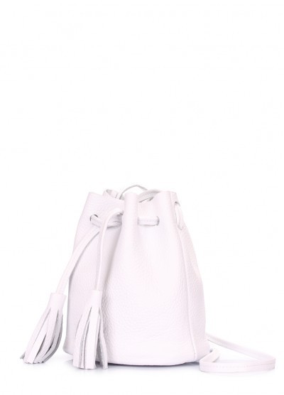Белая кожаная сумочка на завязках Bucket (bucket-white)