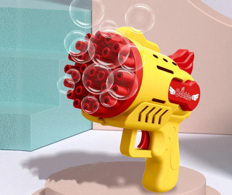 Пузырьковый пистолет Angel Bubble Gun, генератор мыльных пузырей, 29 отверстий Yellow, Velice