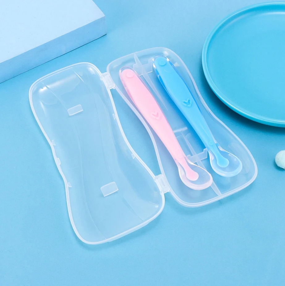 Набор силиконовой детской посуды (2 ложки) Blue and Pink , Velice