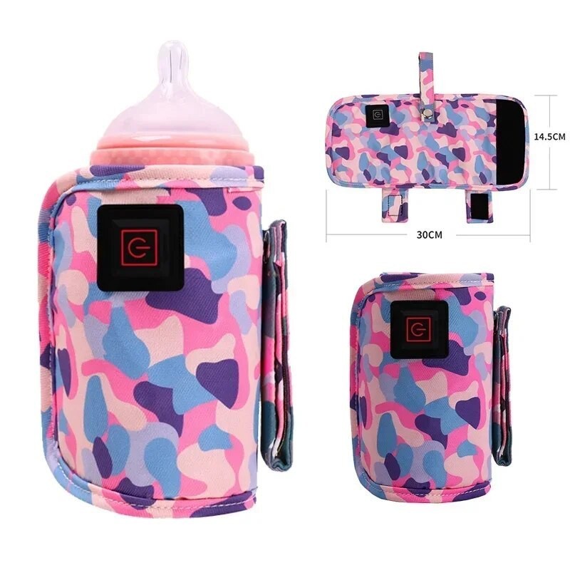 Портативный USB Подогреватель для детской бутылочки 5V usb Camouflage Pink