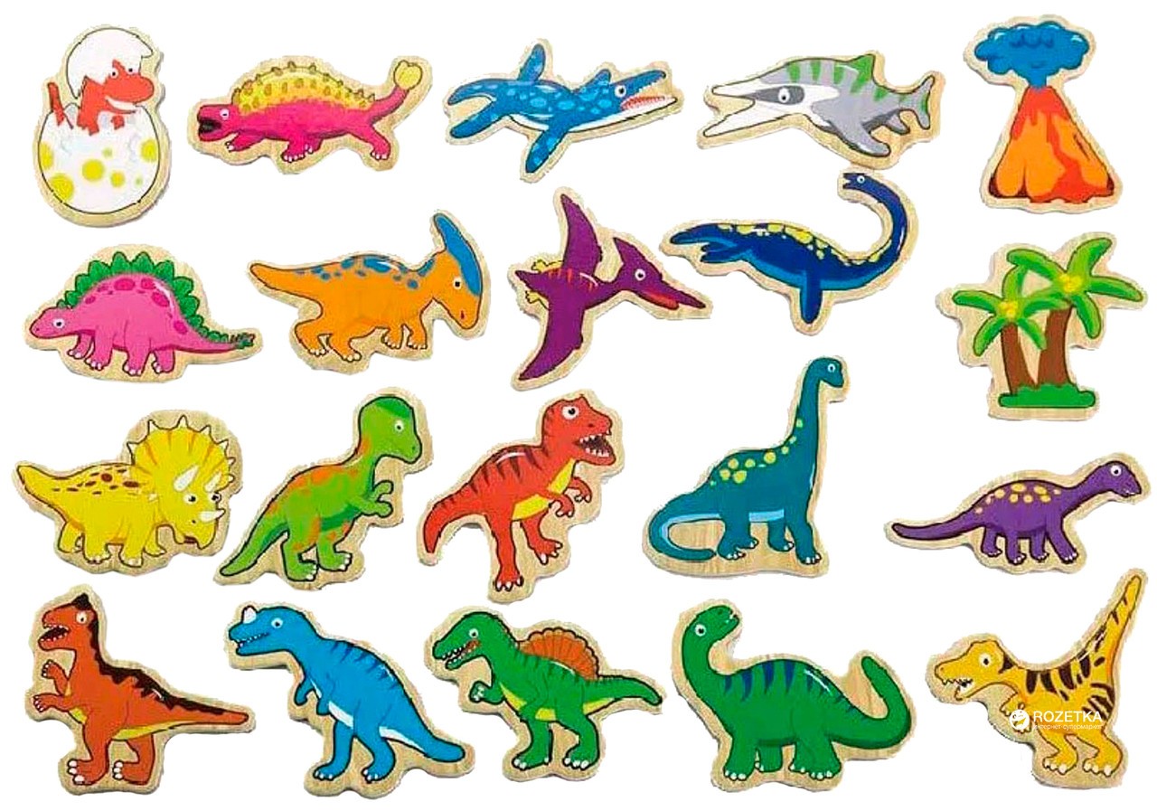Набор магнитных фигурок Viga Toys "Динозавры" 20 шт. 