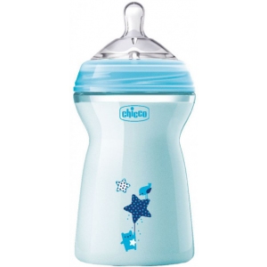 Бутылочка для кормления пластиковая Chicco Natural Feeling Color 330 мл 6 м+ Голубая 