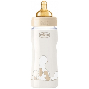 Бутылочка для кормления пластиковая Chicco Original Touch с латексной соской 4м+ 330 мл Бежевая (27634.30)