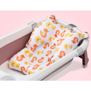 Матрасик коврик для купания ребенка в ванночку с креплениями Belove, Orange Duck +