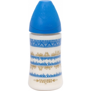 Бутылочка Suavinex Couture круглая соска 3-позиционная Темно синяя 270 мл (304147)
