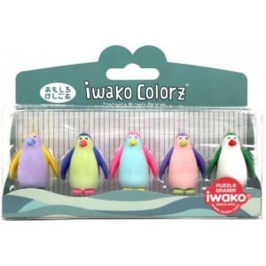 Набор ластиков для карандаша Iwako Пингвинчики 5 шт (ER-GLB009)