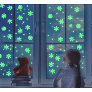 Люминесцентные снежинки светящиеся наклейки для детской комнаты 50 шт, Belove