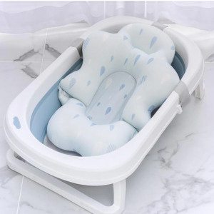 Матрасик-подушка для купания ребенка в ванночку с креплениями Belove, Blue Rain +