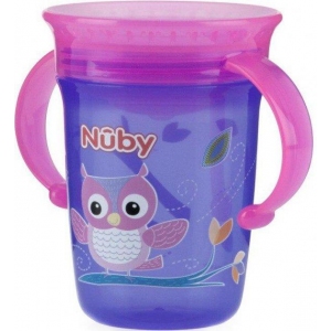 Чашечка 360 непроливайка Nuby с ручками и крышкой фиолетовая 240 мл (NV0414001prpl)