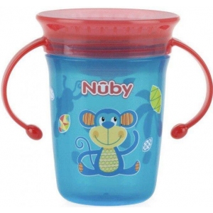 Чашечка 360 непроливайка Nuby с ручками и крышкой голубая 240 мл (NV0414001blu)