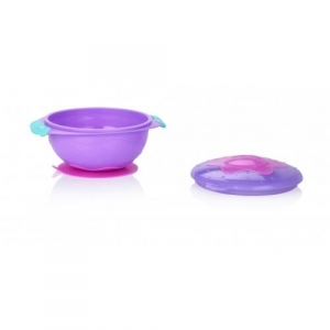 Тарелка для микроволновой печи Улет, посуда! с крышкой, Nuby (фиолетовая)