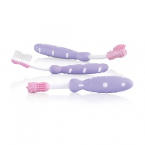 Набор зубных щеток, 3 этапа., Nuby (фиолетовые)