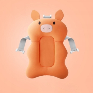Матрасик коврик для купания ребенка в ванночку с креплениями Belove, Orange Pig +