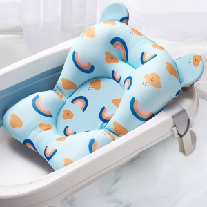 Матрасик коврик для купания ребенка в ванночку с креплениями Belove, Blue Cloud +