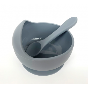 Набор силиконовой детской посуды (ложка + мисочка) Dark Blue , Belove
