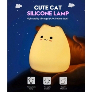 Светильник ночник светодиодный LED силиконовый детский Котик Warm White