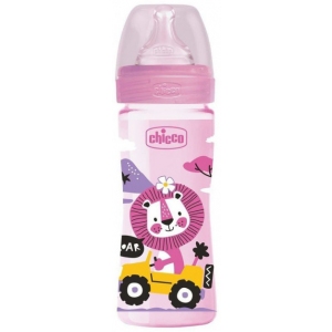 Бутылочка для кормления пластиковая Chicco Well-Being Physio Colors с силиконовой соской 2м+ 250 мл Розовая (28623.10)