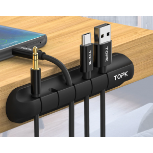 Органайзер кабеля Topk клипса - держатель кабеля 1 шт на 5 проводов Simple Black