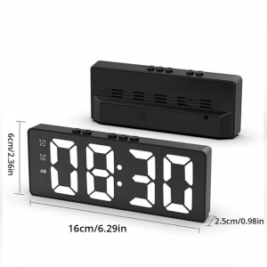 Настольные зеркальные часы с будильником LED Mirror Table Clock Black-01, Athand