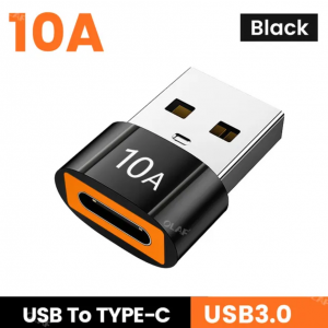 Адаптер переходник быстрой зарядки Type-C to USB Black USB 3.0, Athand