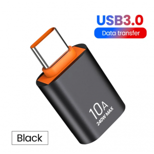Адаптер переходник быстрой зарядки USB to Type-C Black USB 3.0, Athand