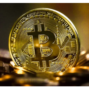 Сувенирная монета Bitcoin  BTC Биткойн, в пластиковой коробочке, Gold