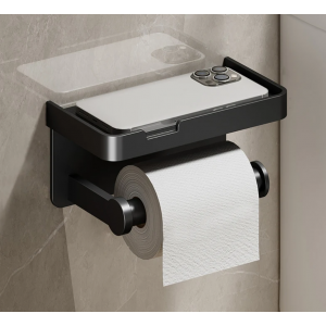 Держатель туалетной бумаги алюминиевый с полочкой для телефона 17.5х9.5х9 см, Athand