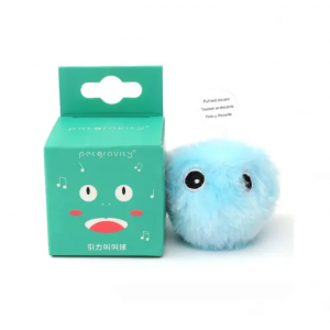 Интерактивная игрушка для кота плюшевый Умный мяч со звуками, 5 см, Синий