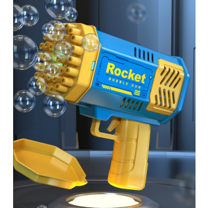 Генератор мыльных пузырей Rocket Bubble на 40 отверстий детский игрушечный пистолет с подсветкой, Синий