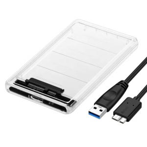 Внешний карман для жесткого/твердотельного диска 2.5" SATA HDD/SSD USB 3.0, Прозрачный, Athand