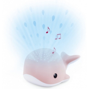 WALLY Кит Нічник-проєктор зі звуками океану та колисковими (рожевий)
